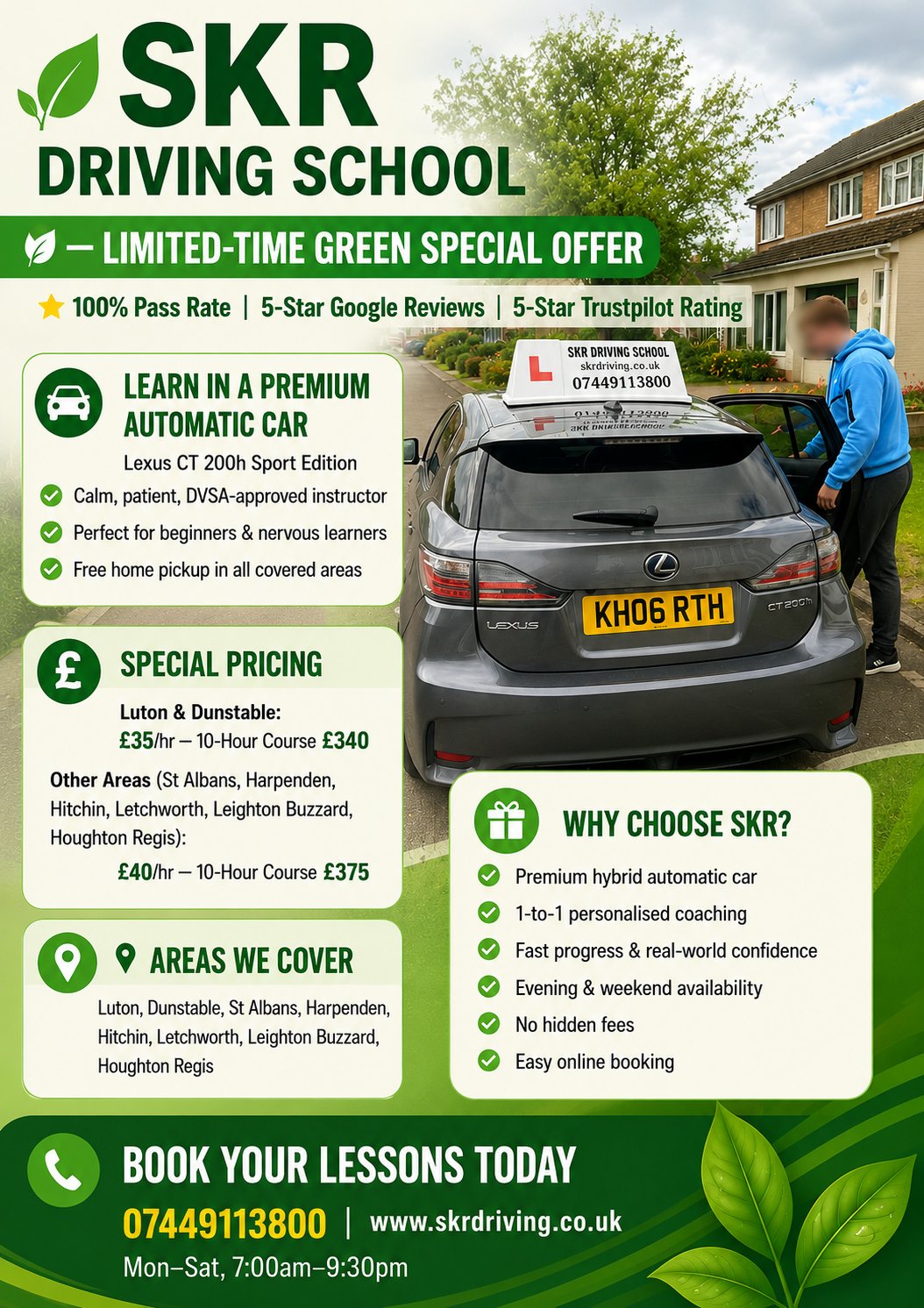 SKR Driving School promotional flyer